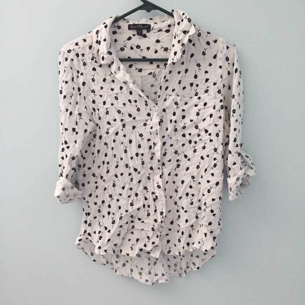 Rose Print Button Down